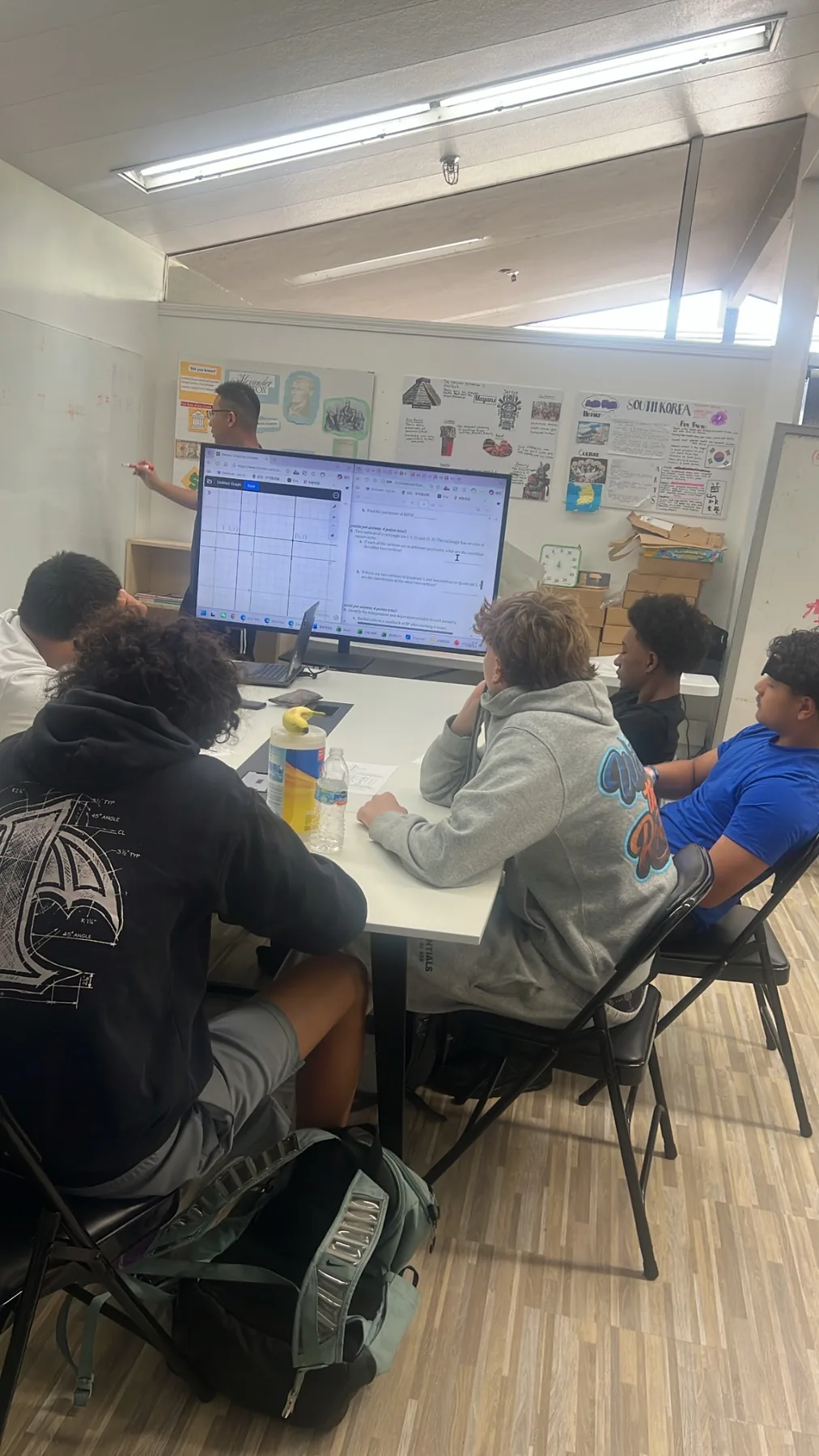 Students receiving direct math instruction in a small classroom